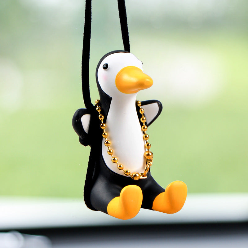 Swinging Duck Rearview Mirror Pendant – Handmade Car Accessory
