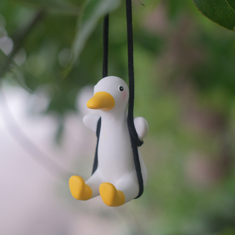 Swinging Duck Rearview Mirror Pendant – Handmade Car Accessory