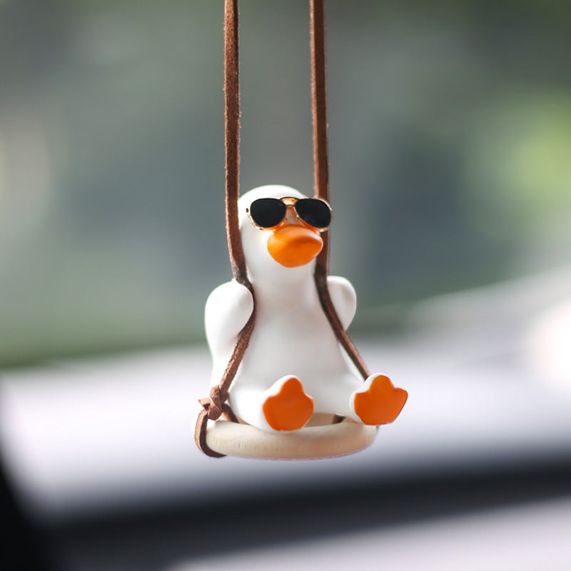 Swinging Duck Rearview Mirror Pendant – Handmade Car Accessory