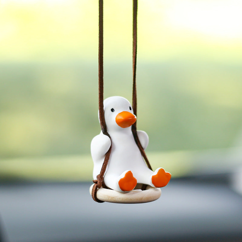 Swinging Duck Rearview Mirror Pendant – Handmade Car Accessory