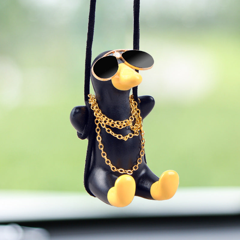 Swinging Duck Rearview Mirror Pendant – Handmade Car Accessory
