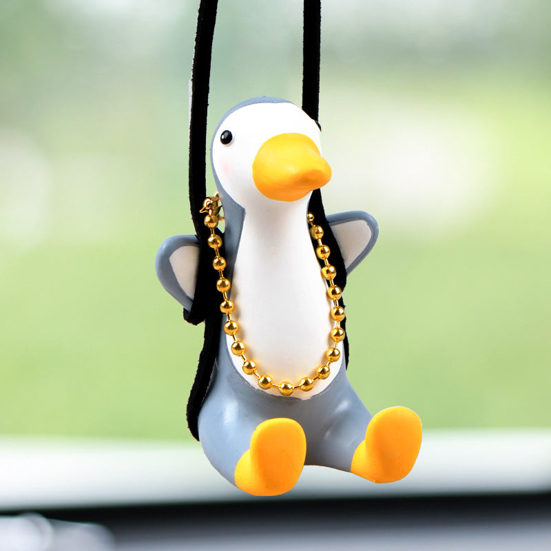 Swinging Duck Rearview Mirror Pendant – Handmade Car Accessory