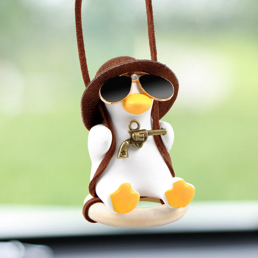 Swinging Duck Rearview Mirror Pendant – Handmade Car Accessory