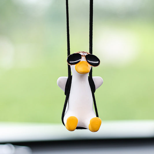 Swinging Duck Rearview Mirror Pendant – Handmade Car Accessory